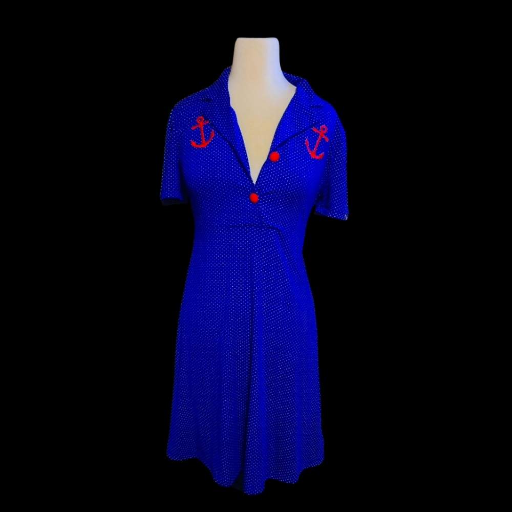 Sourpuss blue polka dot dress